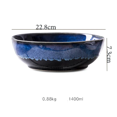 Deep Sea Artisan Ceramic Bowl Set (3-Piece)