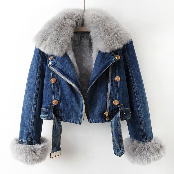 Evelyn Noir Luxurious Denim Coat
