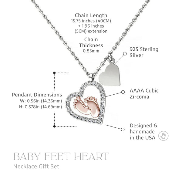 To My Mommy - Baby Feet Heart Pendant Necklace Gift Set
