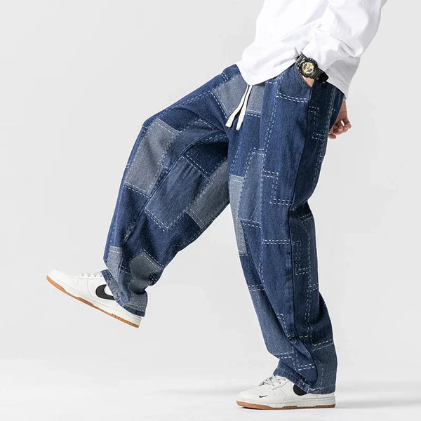 Urban Wear Patchwork Denim Joggers