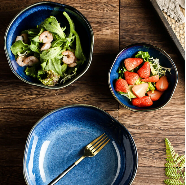 Deep Sea Artisan Ceramic Bowl Set (3-Piece)