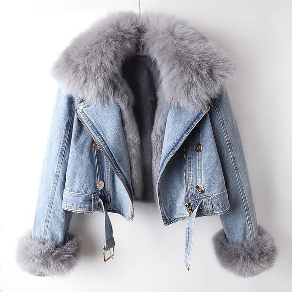 Evelyn Noir Luxurious Denim Coat