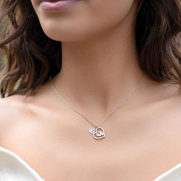 To My Mommy - Baby Feet Heart Pendant Necklace Gift Set