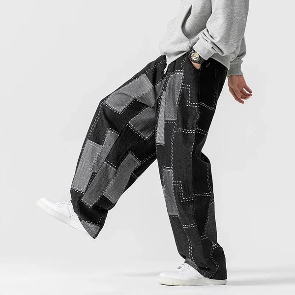 Urban Wear Patchwork Denim Joggers
