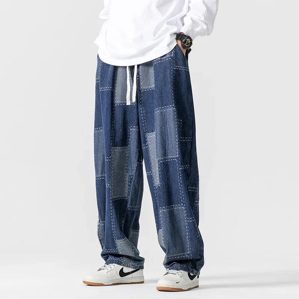 Urban Wear Patchwork Denim Joggers